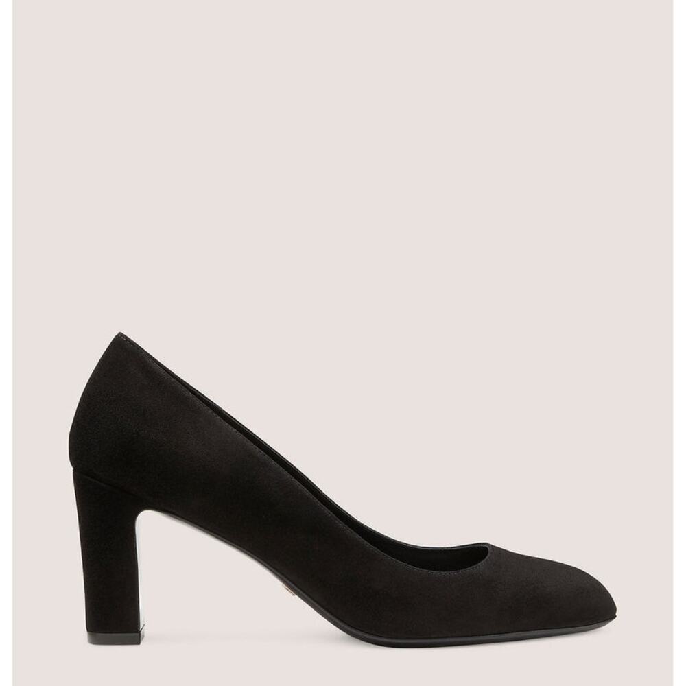 Stuart Weitzman Women's Vida 75 Pump Round Toe Black Suede Size 6.5 NWB